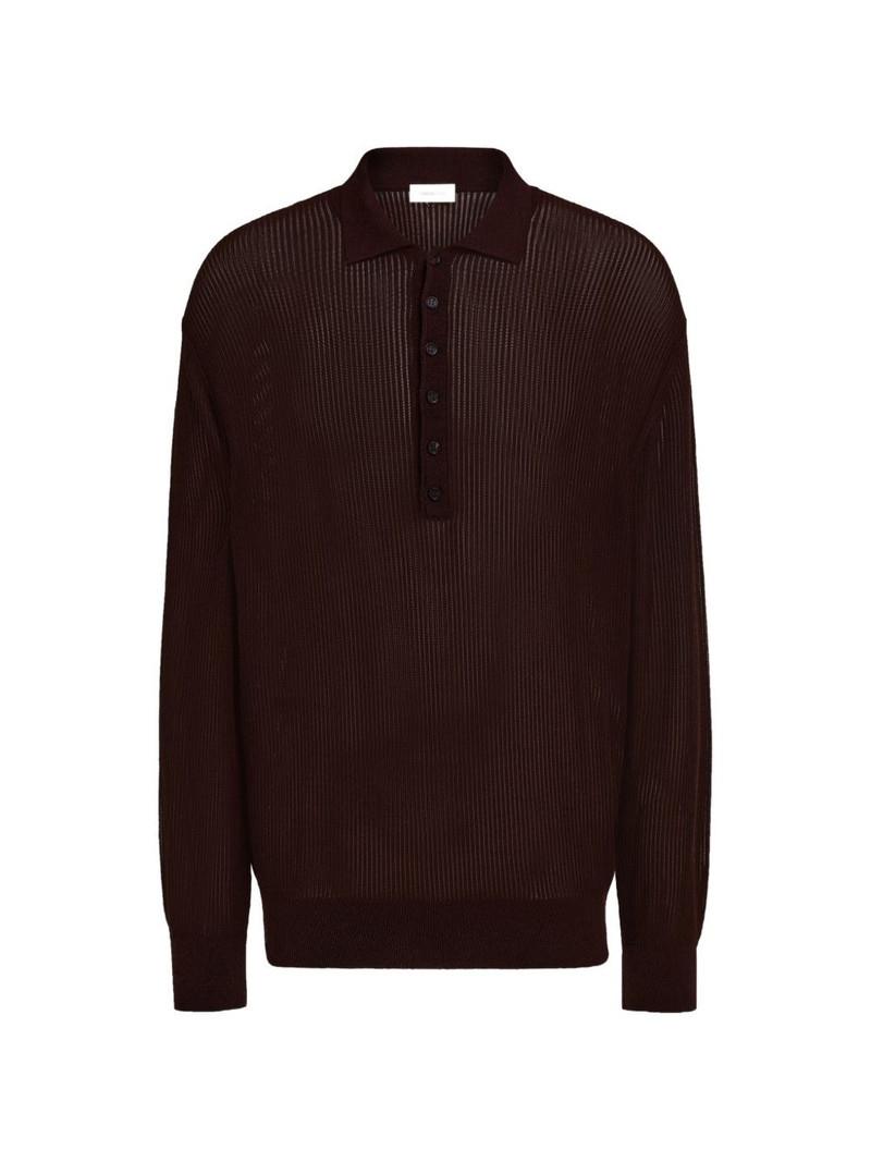 Long sleeve knitted silk polo shirt 1