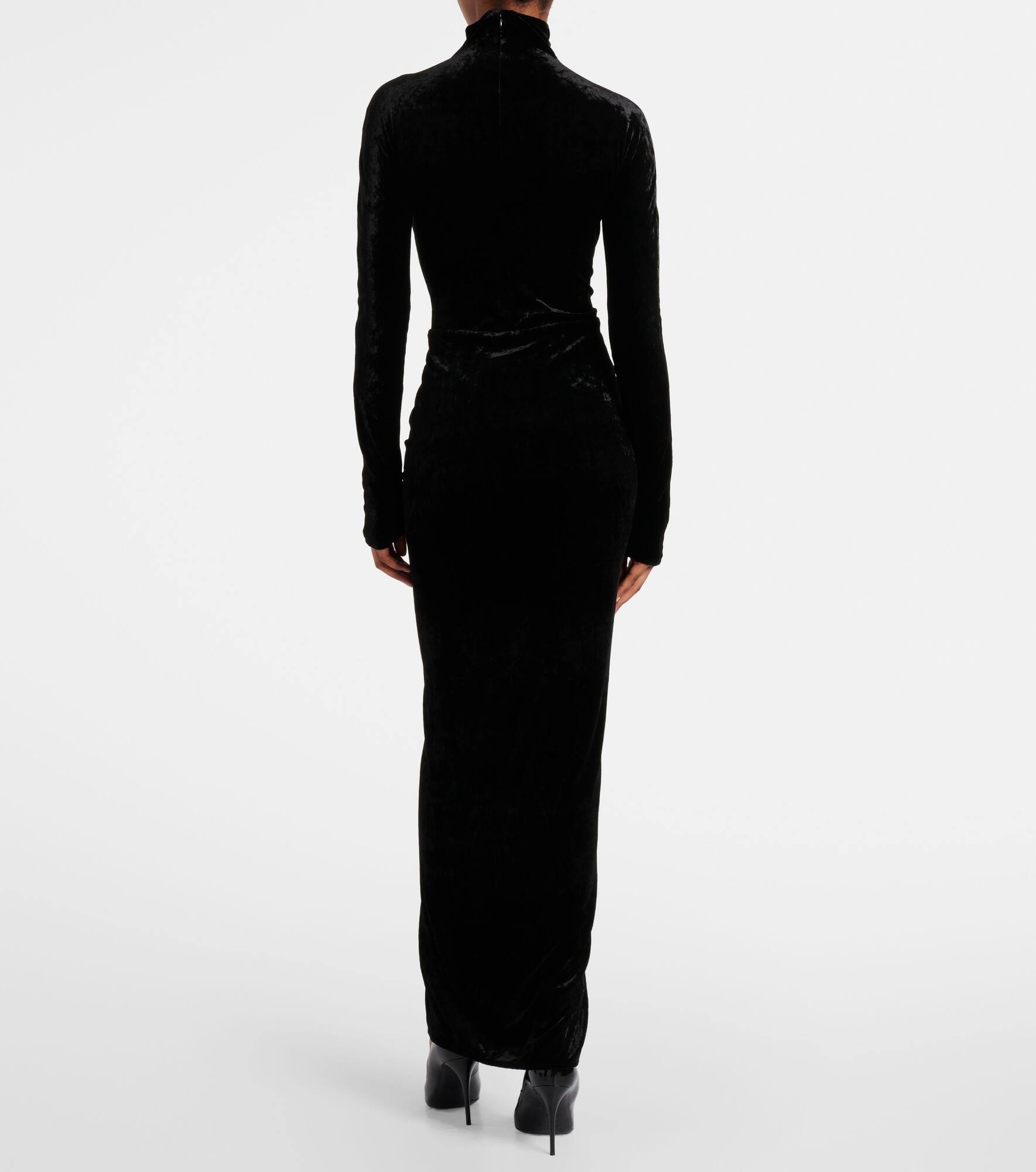 Ruched velvet midi dress - 3