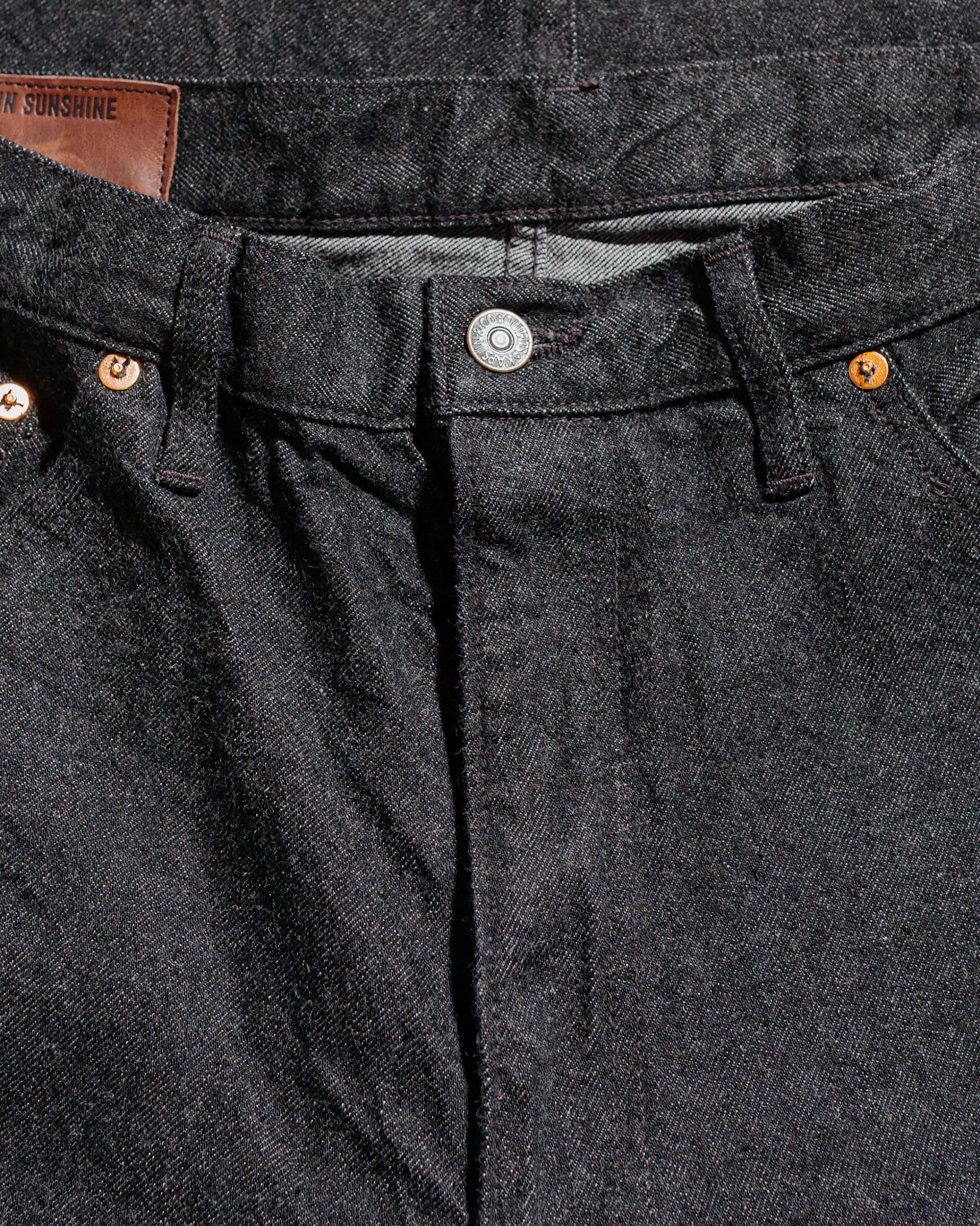 5P Zipper Front Denim Pants Black One Wash - 4