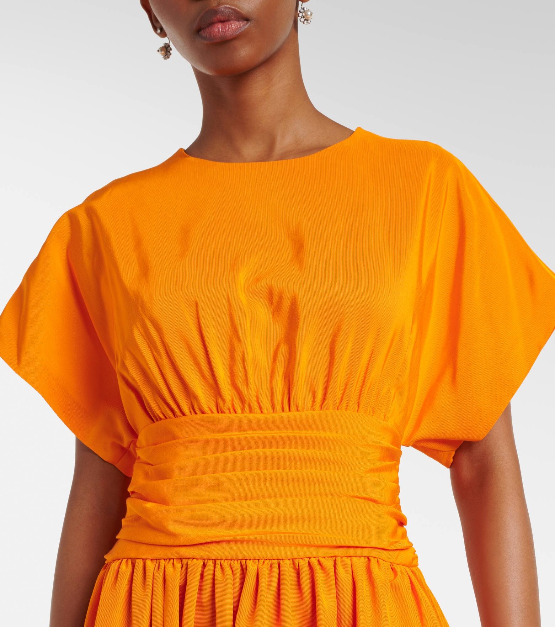 Gathered cotton-blend cocktail dress - 4