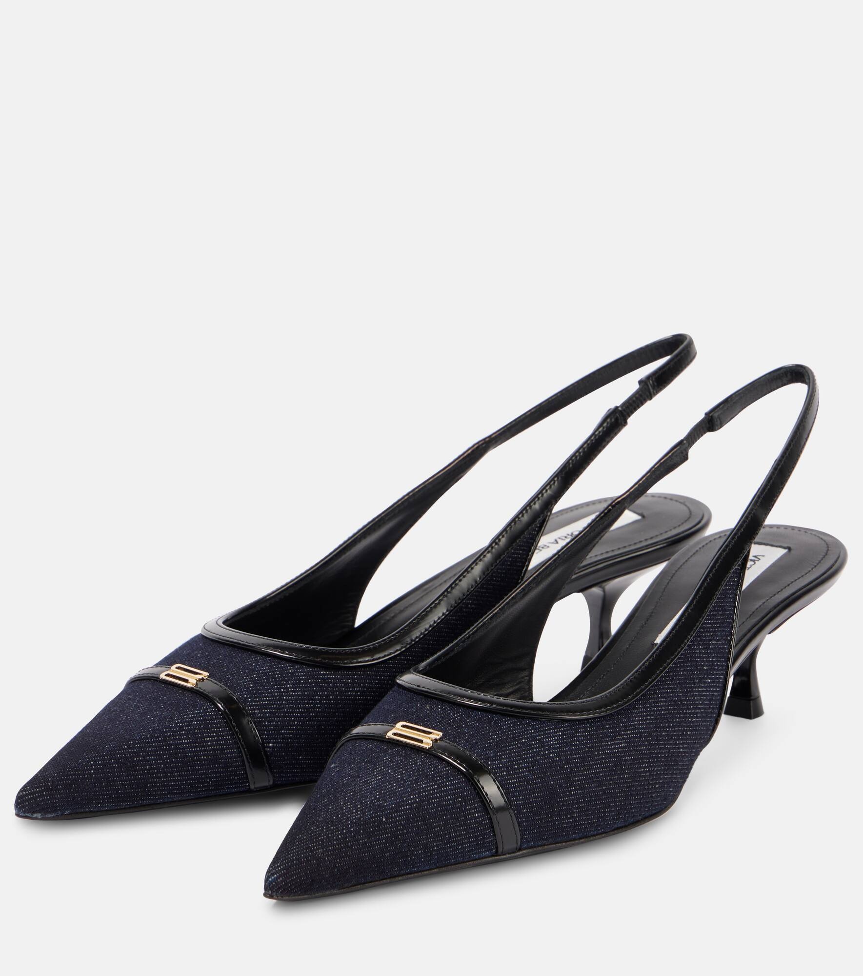 Denim slingback pumps - 4
