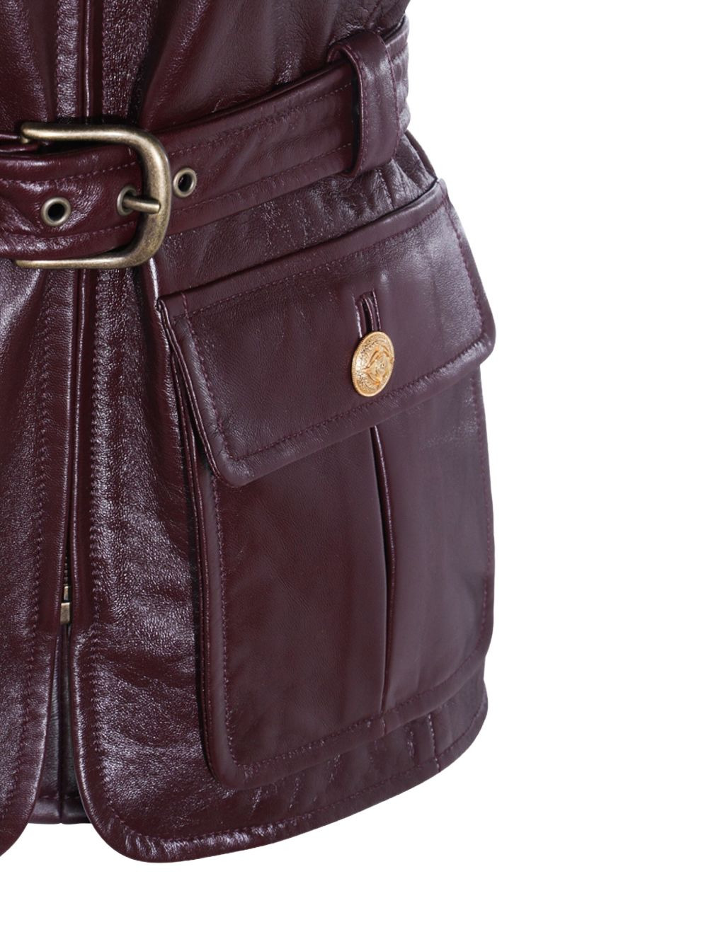 belted leather pocket vest - 5