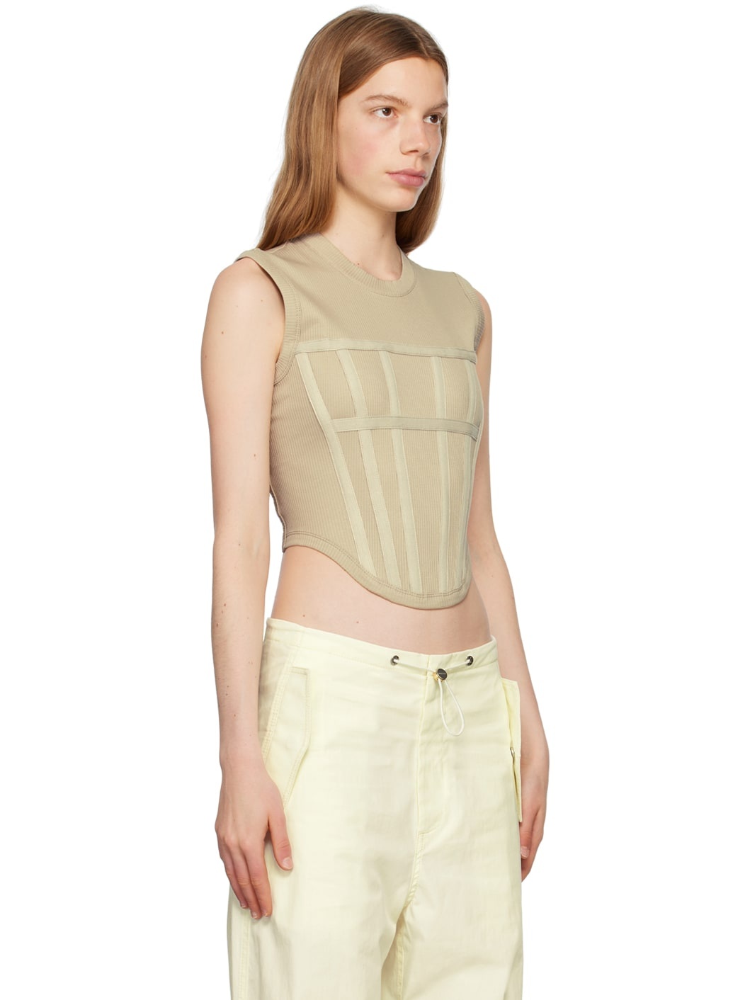 Taupe Corset Tank Top - 2