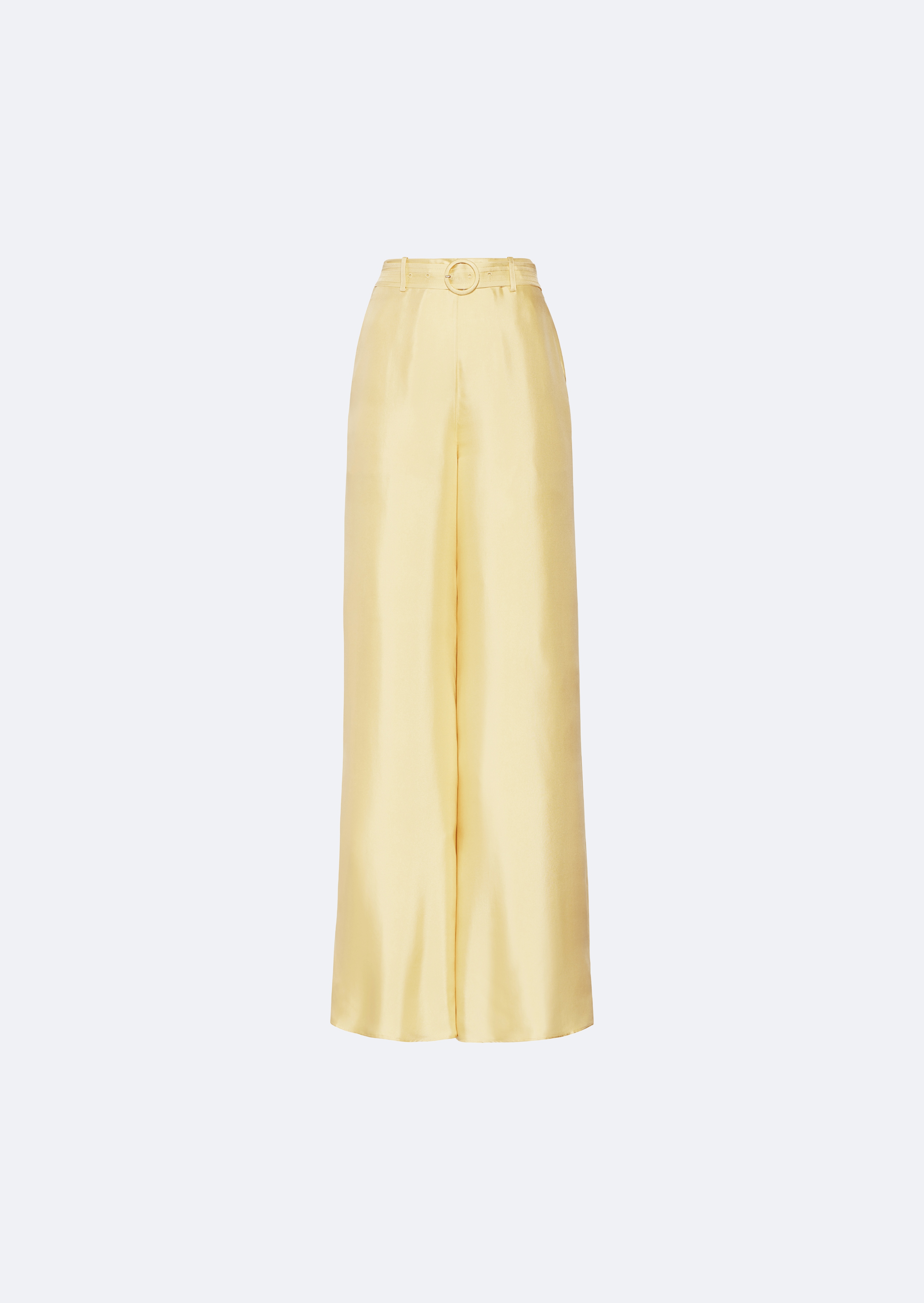 Silky Twill High Waisted Belted Wide Leg Pant - 1