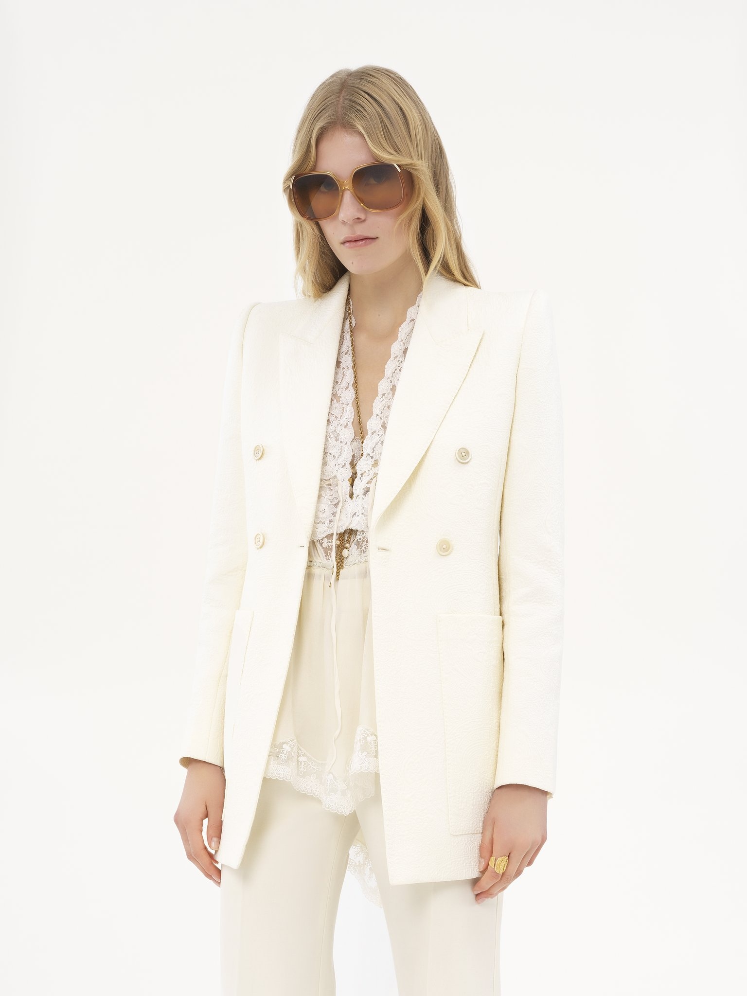 TAILORED JACKET IN COTTON-MIX JACQUARD - 4