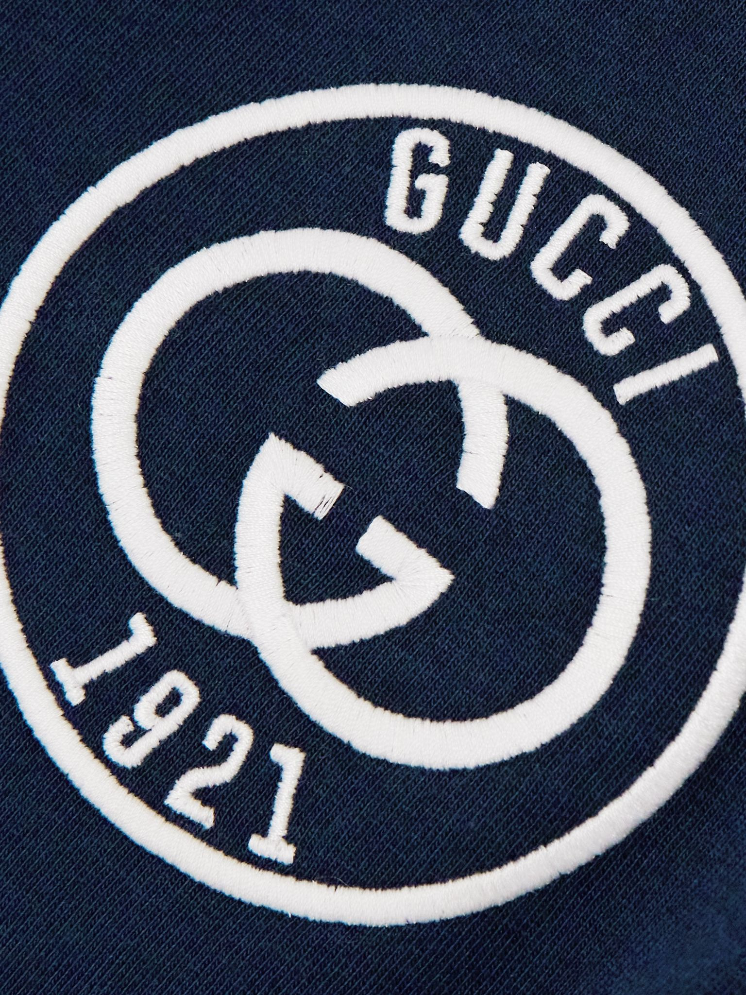 Embroidered cotton-jersey T-shirt Navy - 4