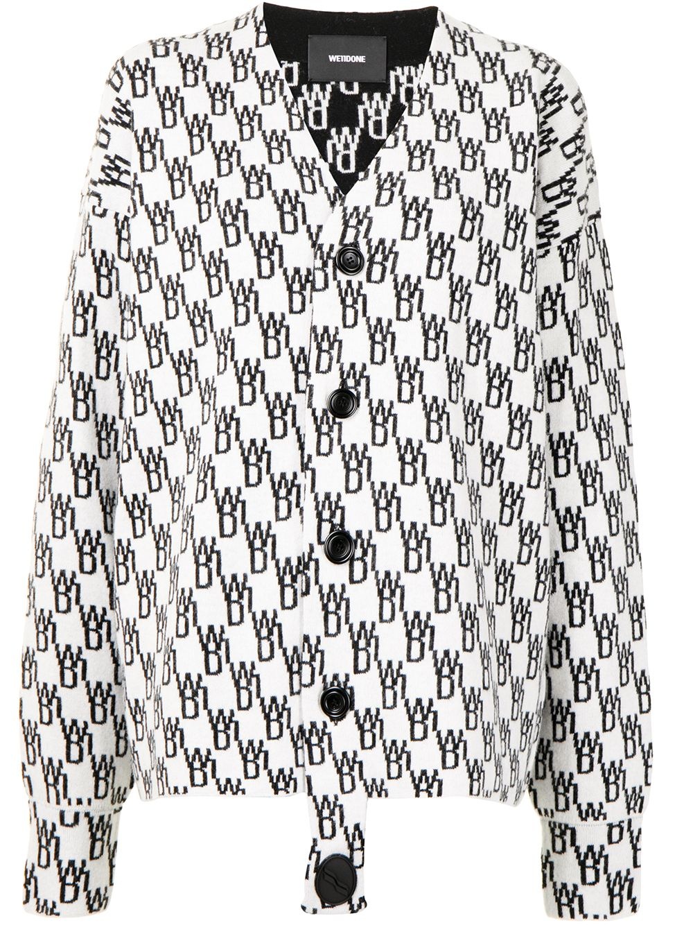 monogram-print knitted cardigan - 1