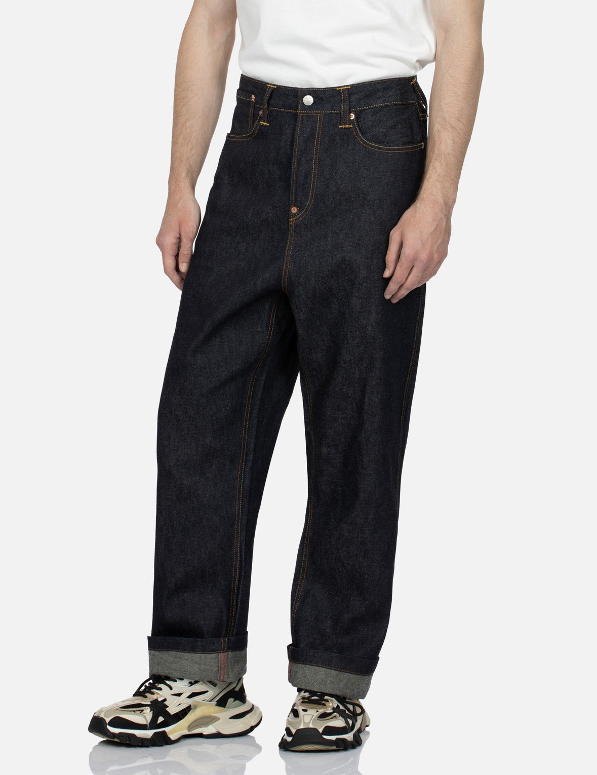 Pine-pattern Daicock Print with Crane and Logo Embroidery Wide Leg Jeans - 8