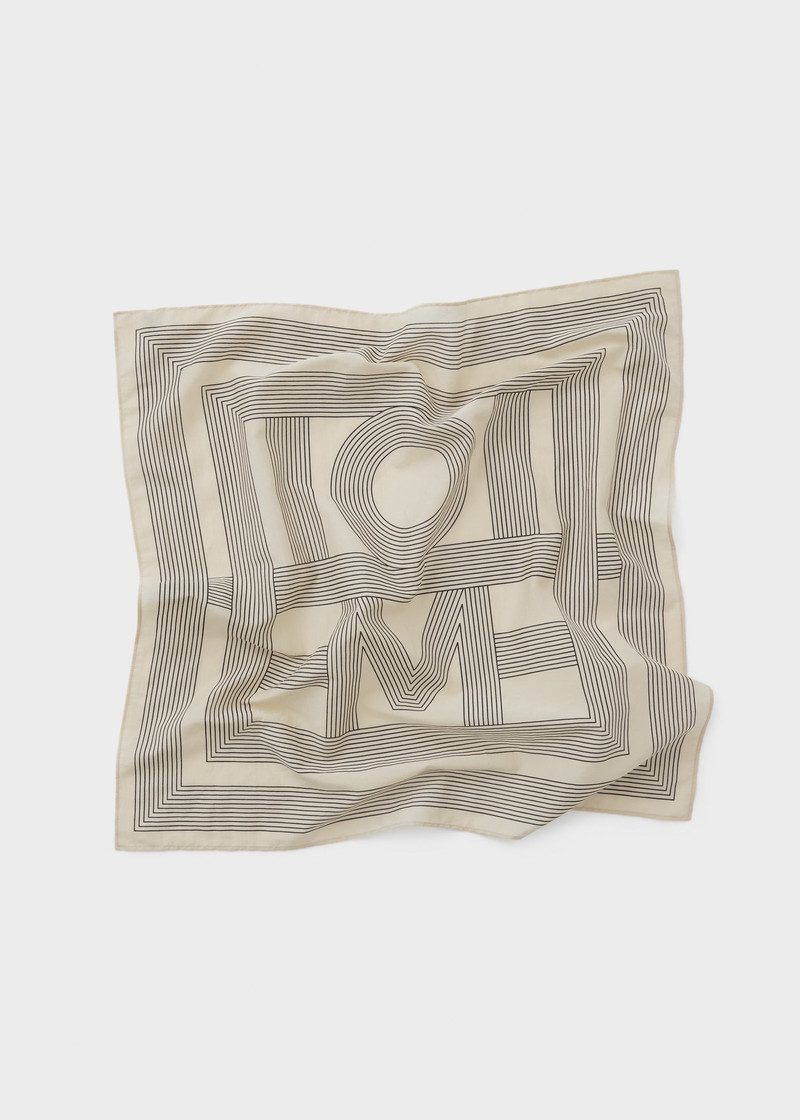 Striped monogram cotton silk scarf crème 4