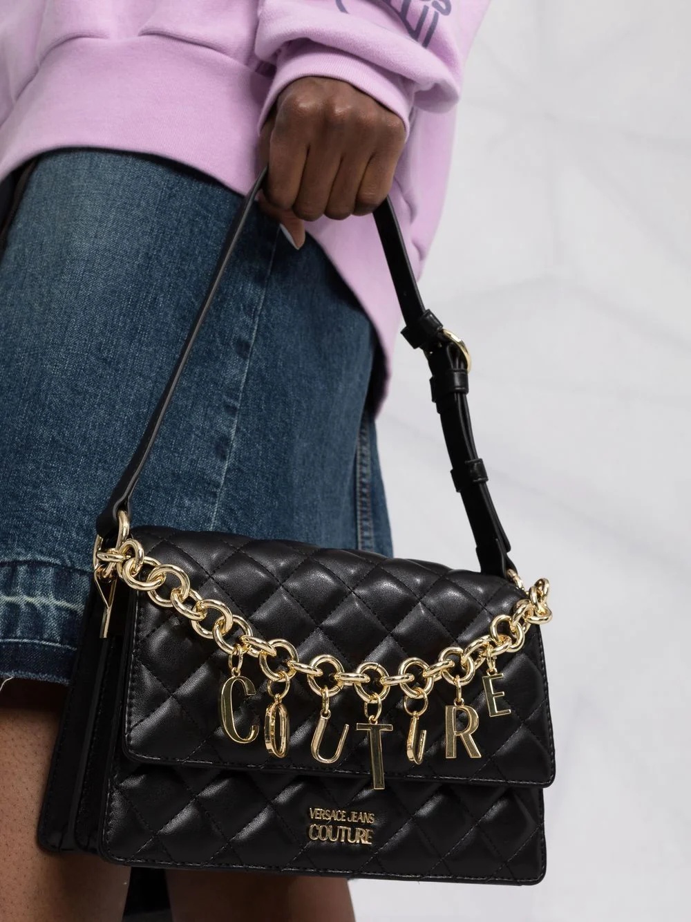 logo-chain quilted crossbody bag - 3