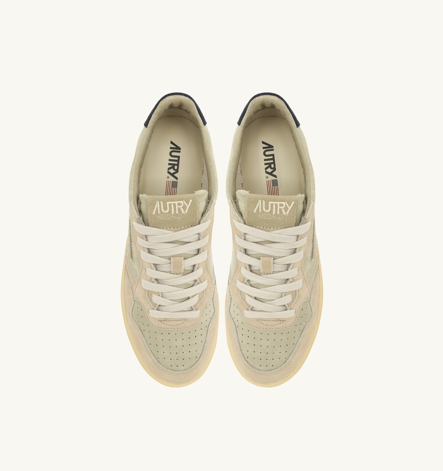 MEDALIST LOW TRICOLOR SNEAKERS IN BEIGE ECRU AND SPACE BLUE SUEDE - 5