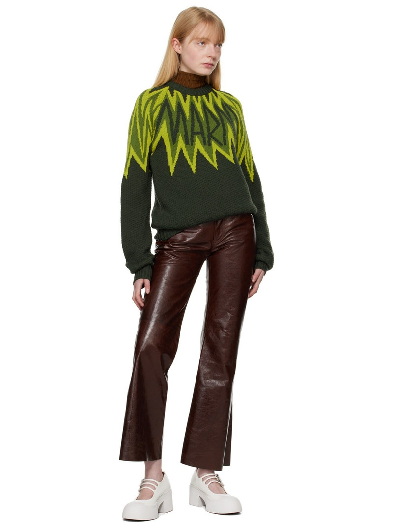 Marni Brown Flared Leather Pants outlook