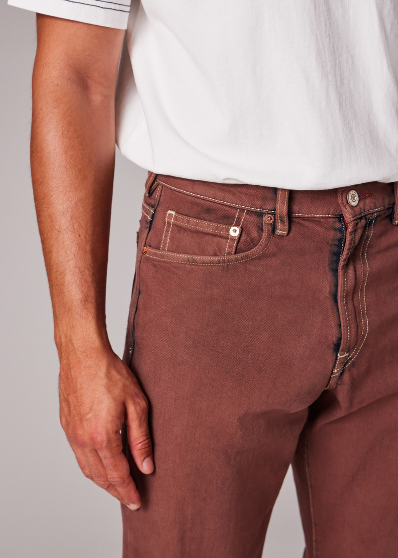 Relaxed Tapered-Fit Taupe Bleach-Wash Jeans 5