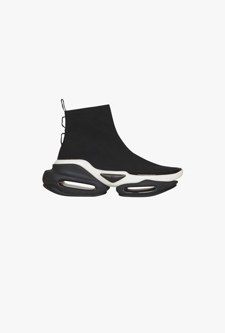 Exclusive - Black and white knit and suede B-Bold high-top sneakers - 1