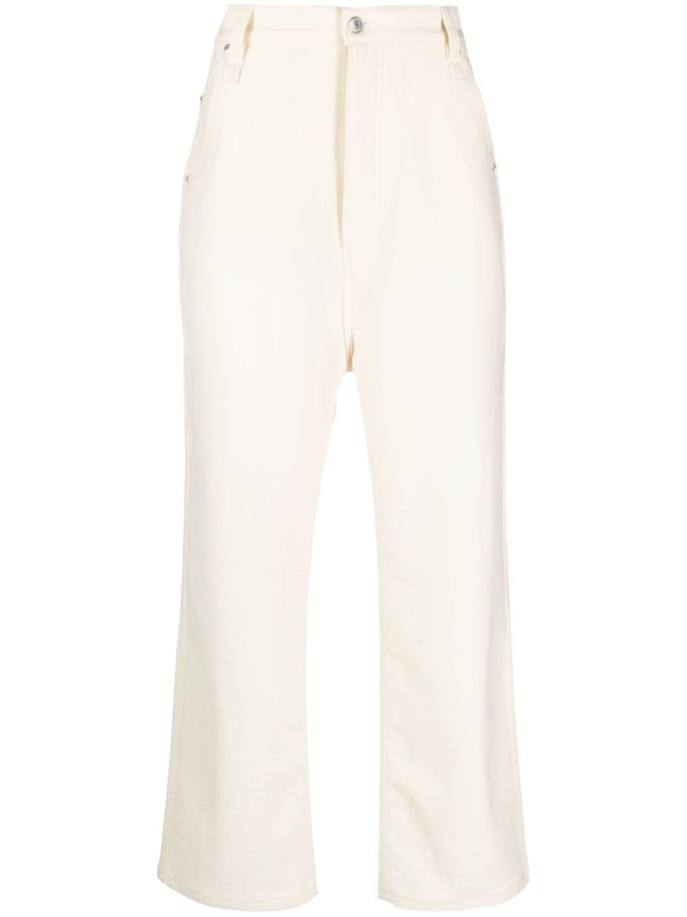 logo-patch virgin wool straight-leg trousers - 1