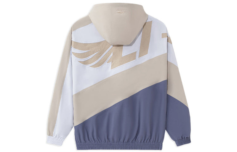 Li-Ning Li-Ning Logo Print Color Block Hoodie 'Beige Purple White' AFDS031-3 outlook