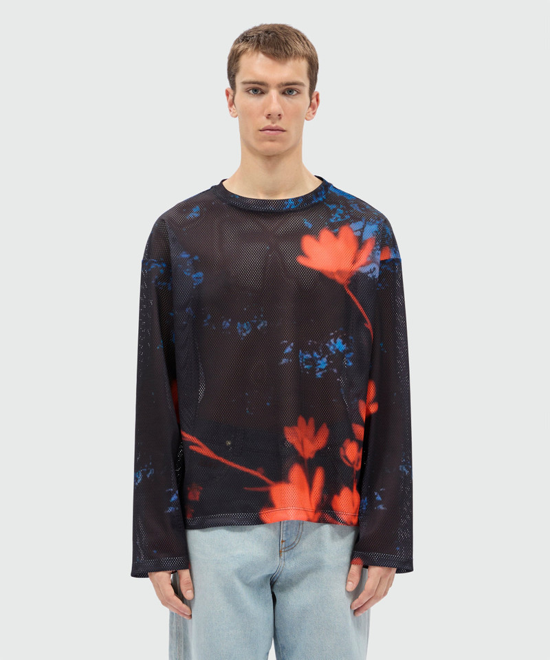 MSGM Long-sleeve printed mesh T-shirt outlook