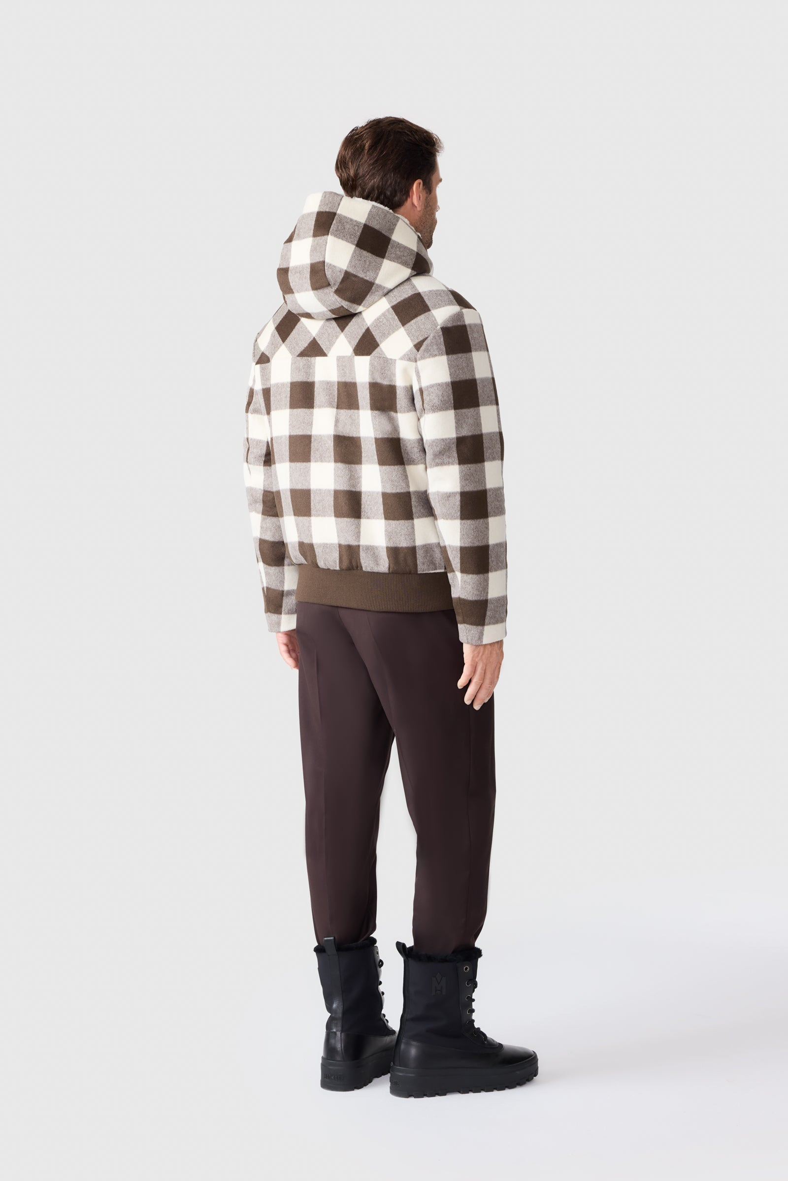 JAY-PL Plaid Wool Jacket With Shearling-Lined Hood - 4