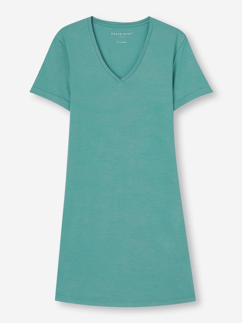 Women's V-Neck Sleep T-Shirt Lara Micro Modal Stretch Teal - 1
