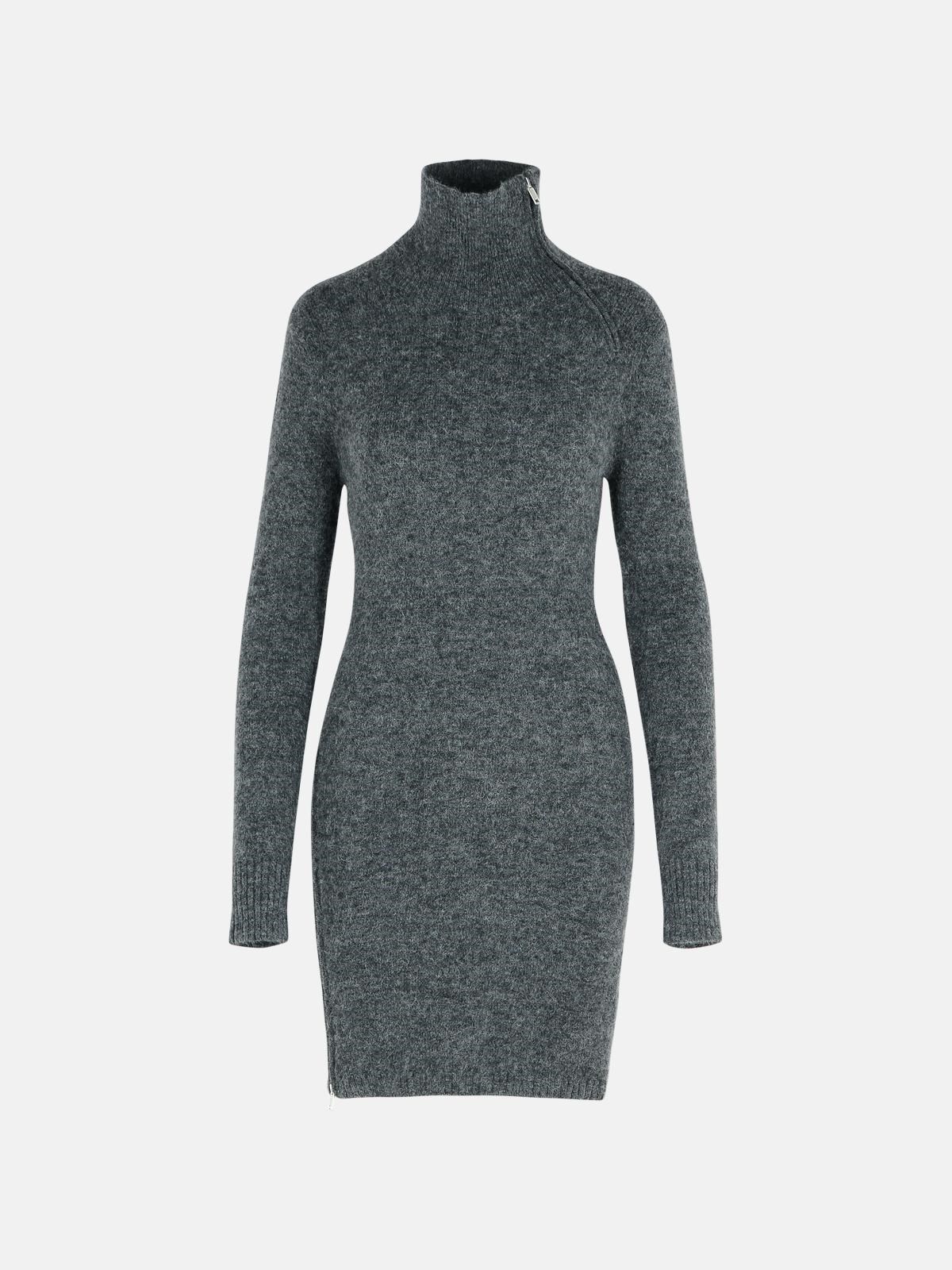 'OHARA' DARK GREY BABY ALPACA BLEND DRESS - 1