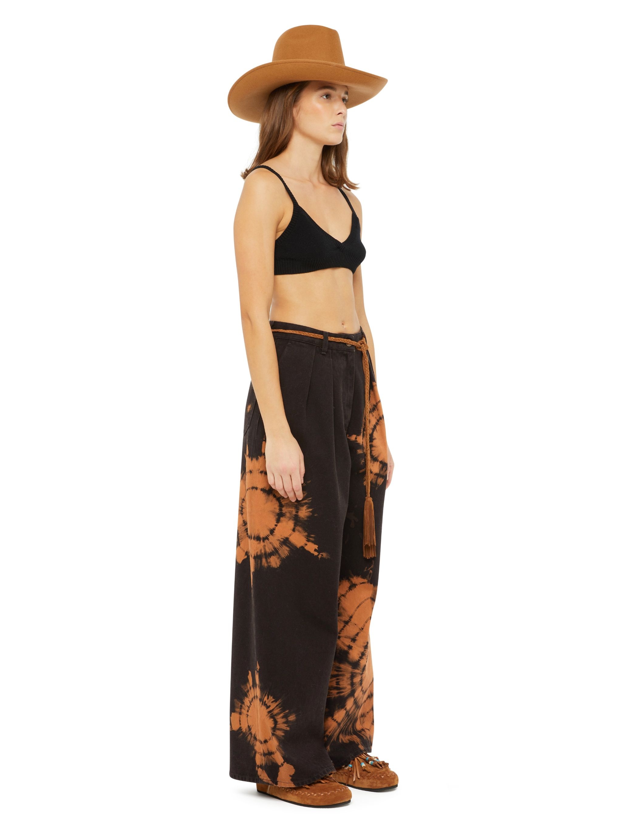 Hues Of The Desert Tie Dye Wide Leg Denim Pants - 5