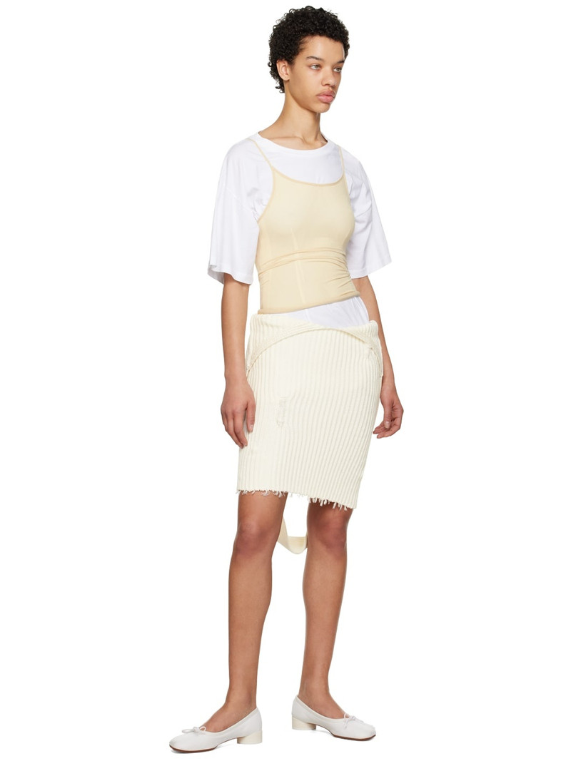 MM6 Maison Margiela Off-White Distressed Miniskirt outlook