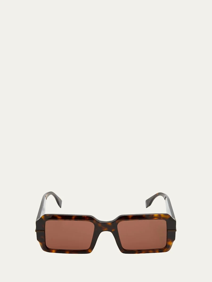 Men's Raised Logo Rectangle Sunglasses - 1
