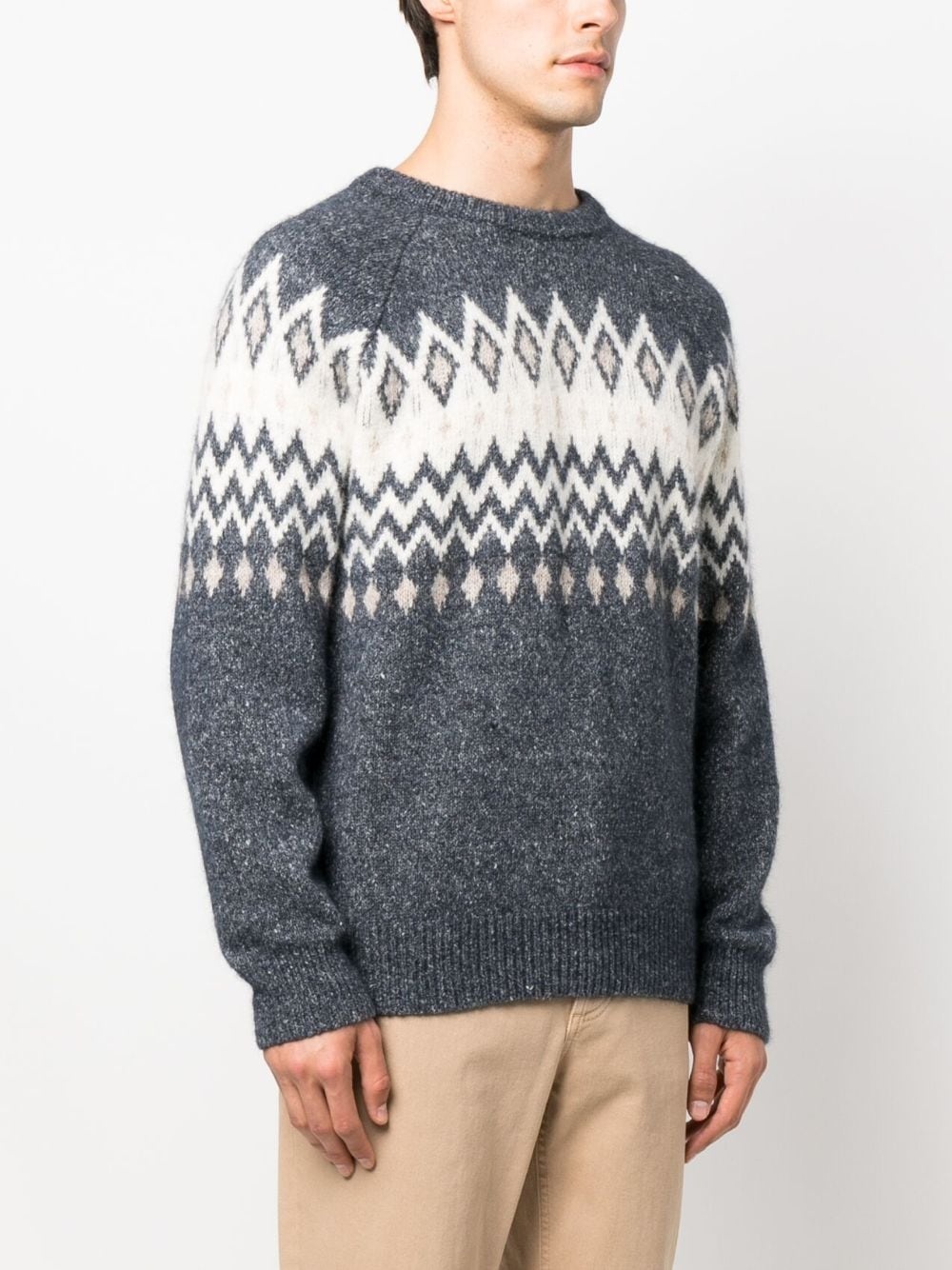argyle check crew neck jumper - 3