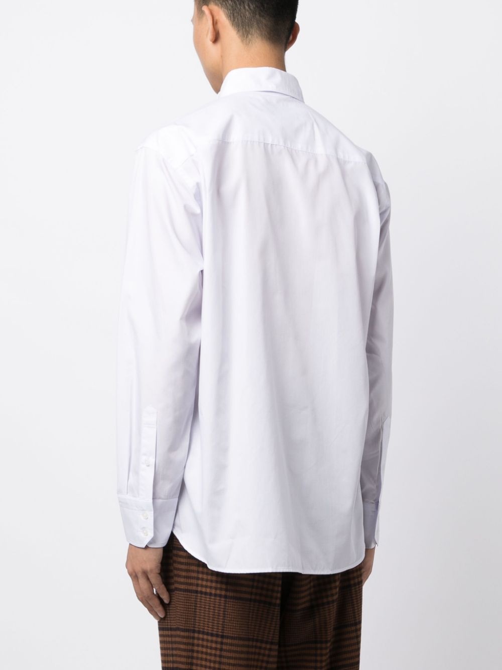 patchwork-detail long-sleeve shirt - 4