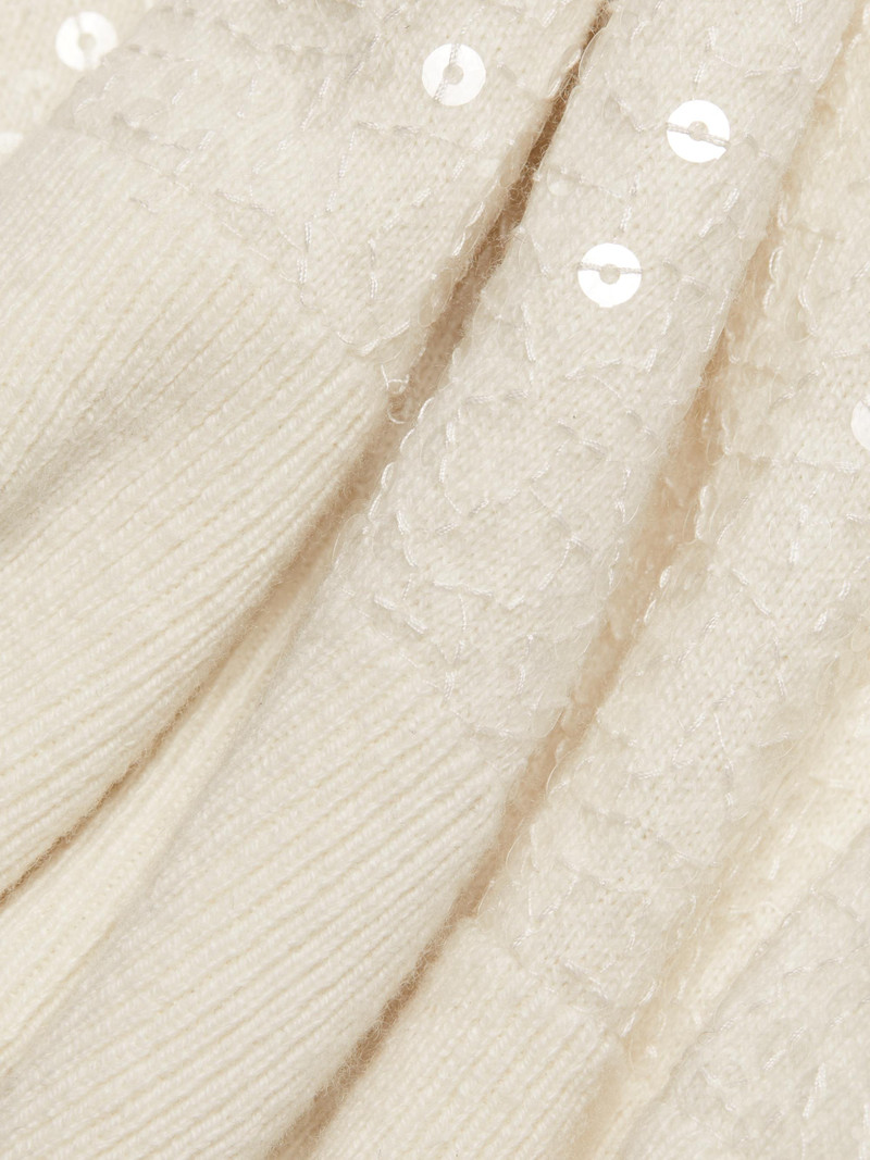 Women's Sequined Cashmere Turtleneck Sweater - Ivory 7