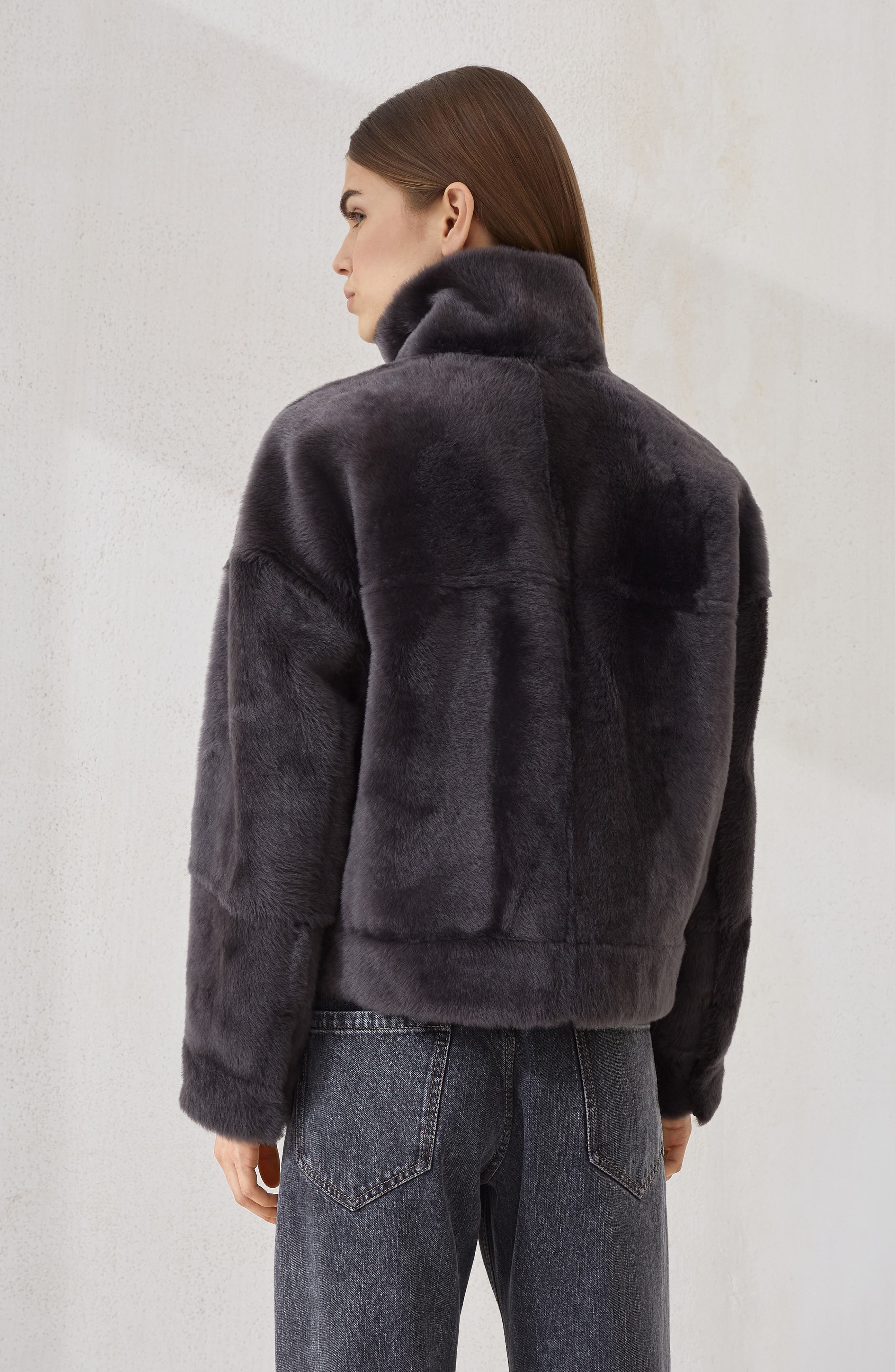 Brunello Cucinelli Shearling outerwear in Charcoal at Nordstrom - 3