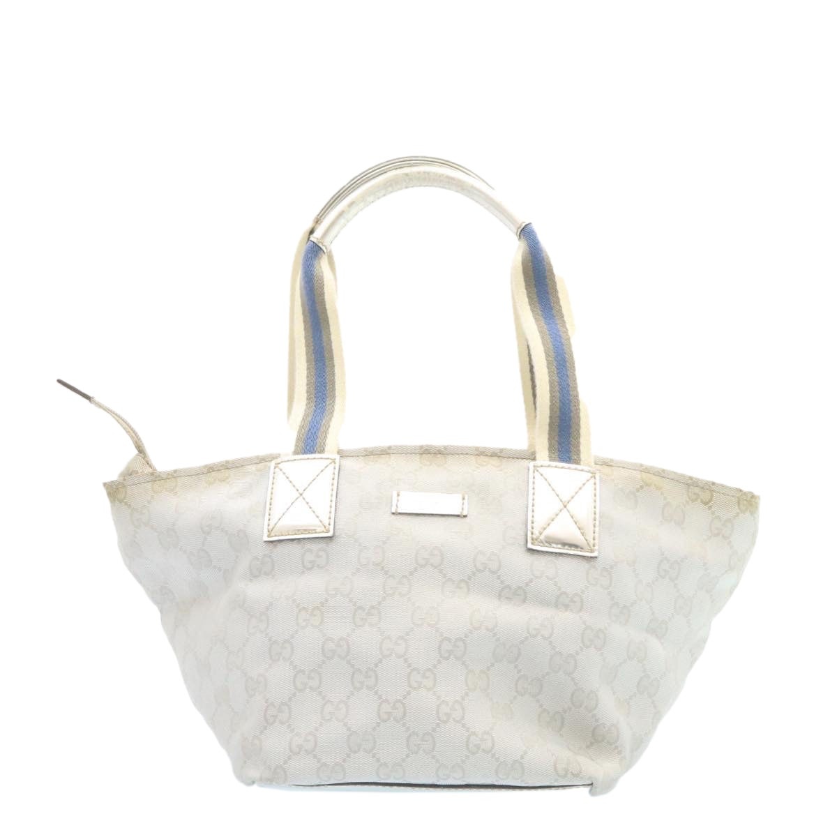GUCCI Sherry Line GG Canvas Tote Bag Silver Blue - 13