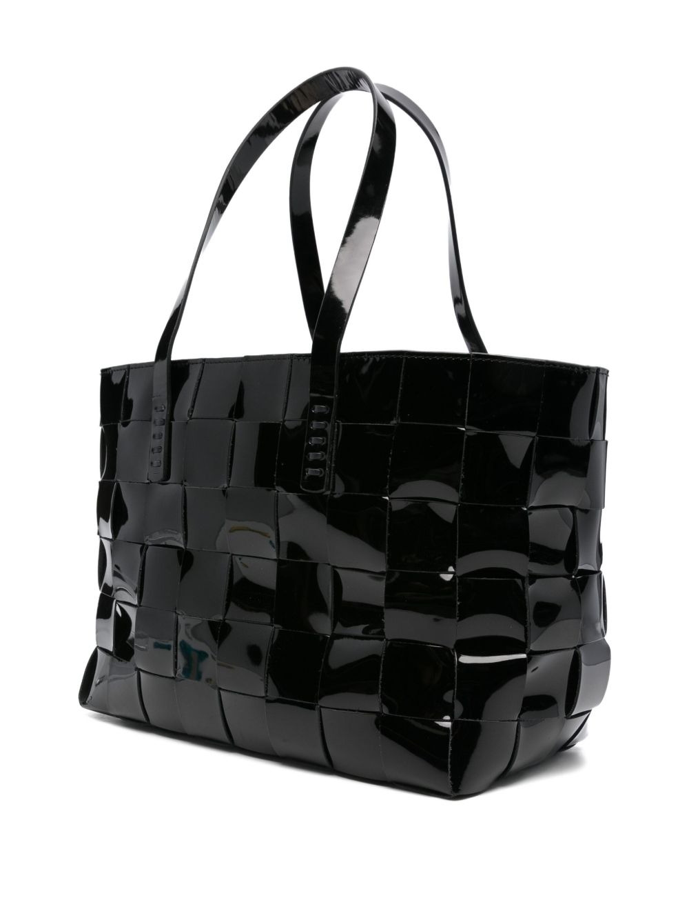 patent-leather-woven tote bag - 3