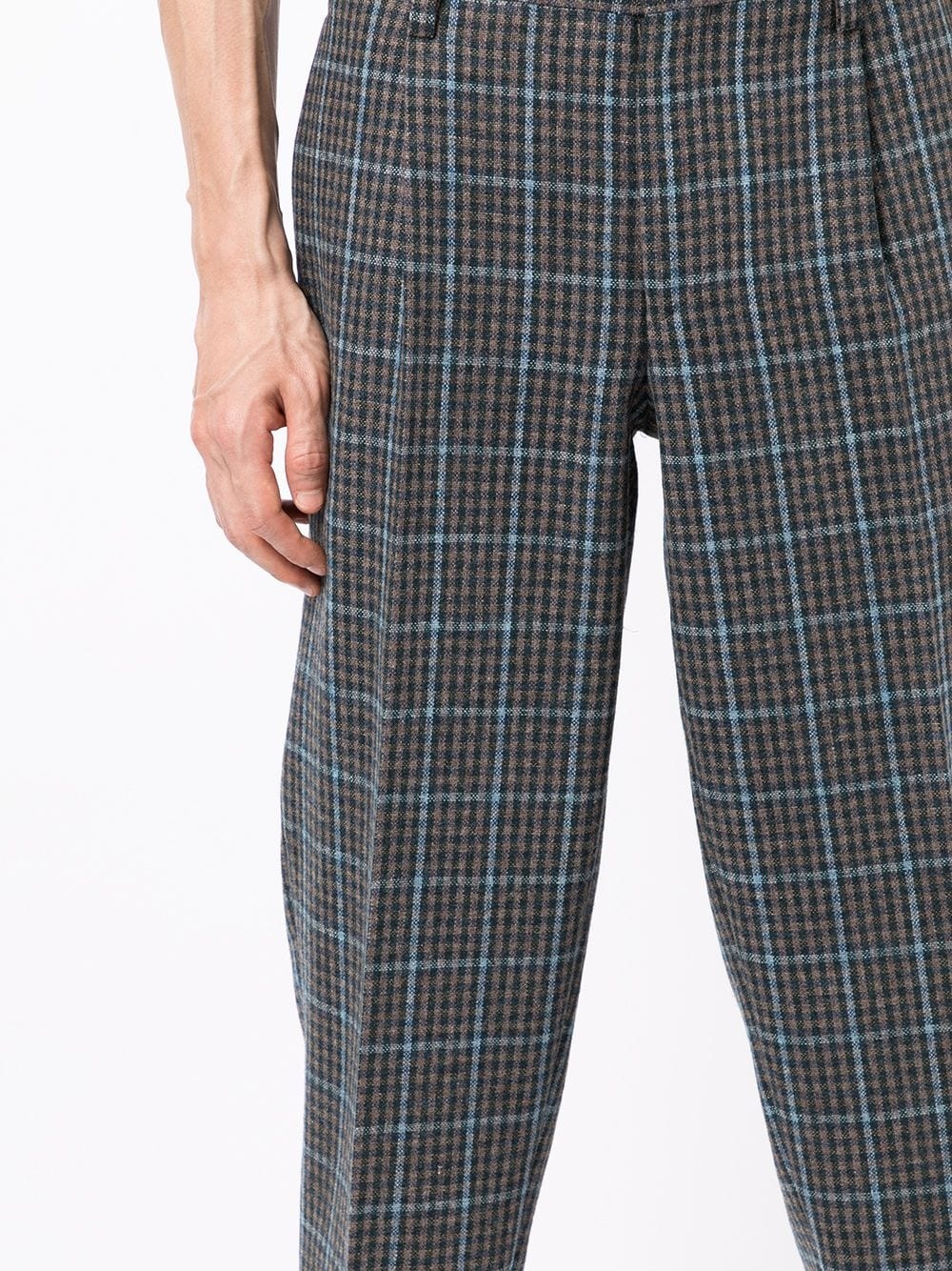 plaid-check print trousers - 5