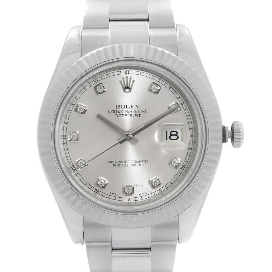 Pre-owned Rolex Datejust II Automatic Chronometer Diamond Silver Dial Men's Watch 116334 SDO - 2
