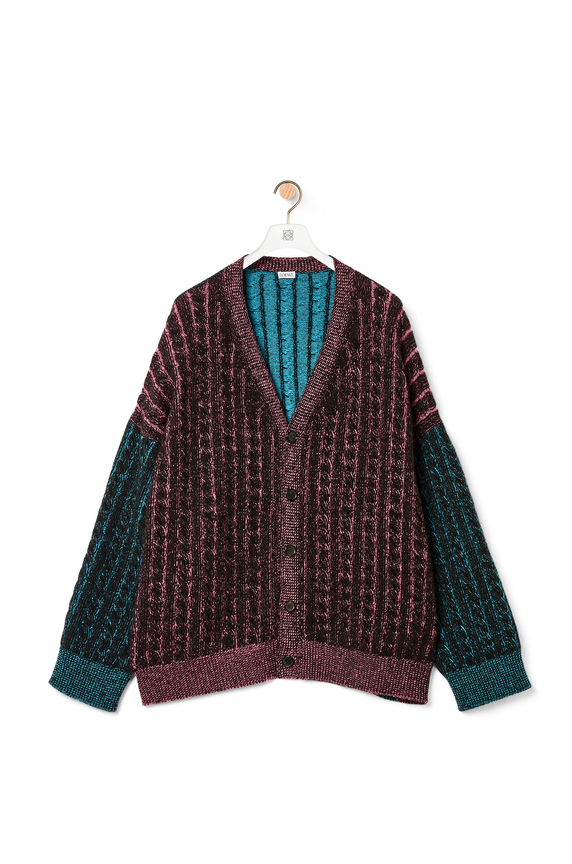 Cable knit oversize cardigan in wool - 1