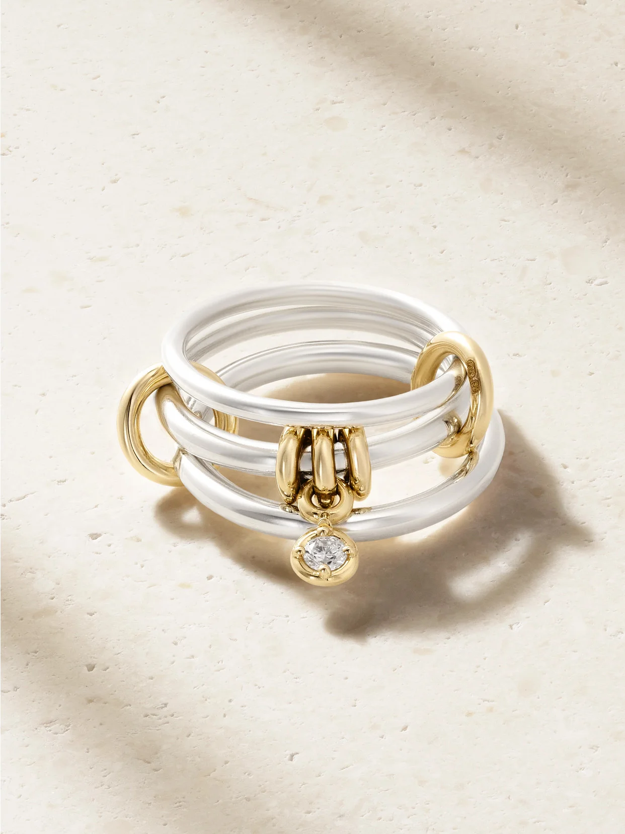 Piera Set Of Three 18-karat Gold, Sterling Silver And Diamond Rings - 1