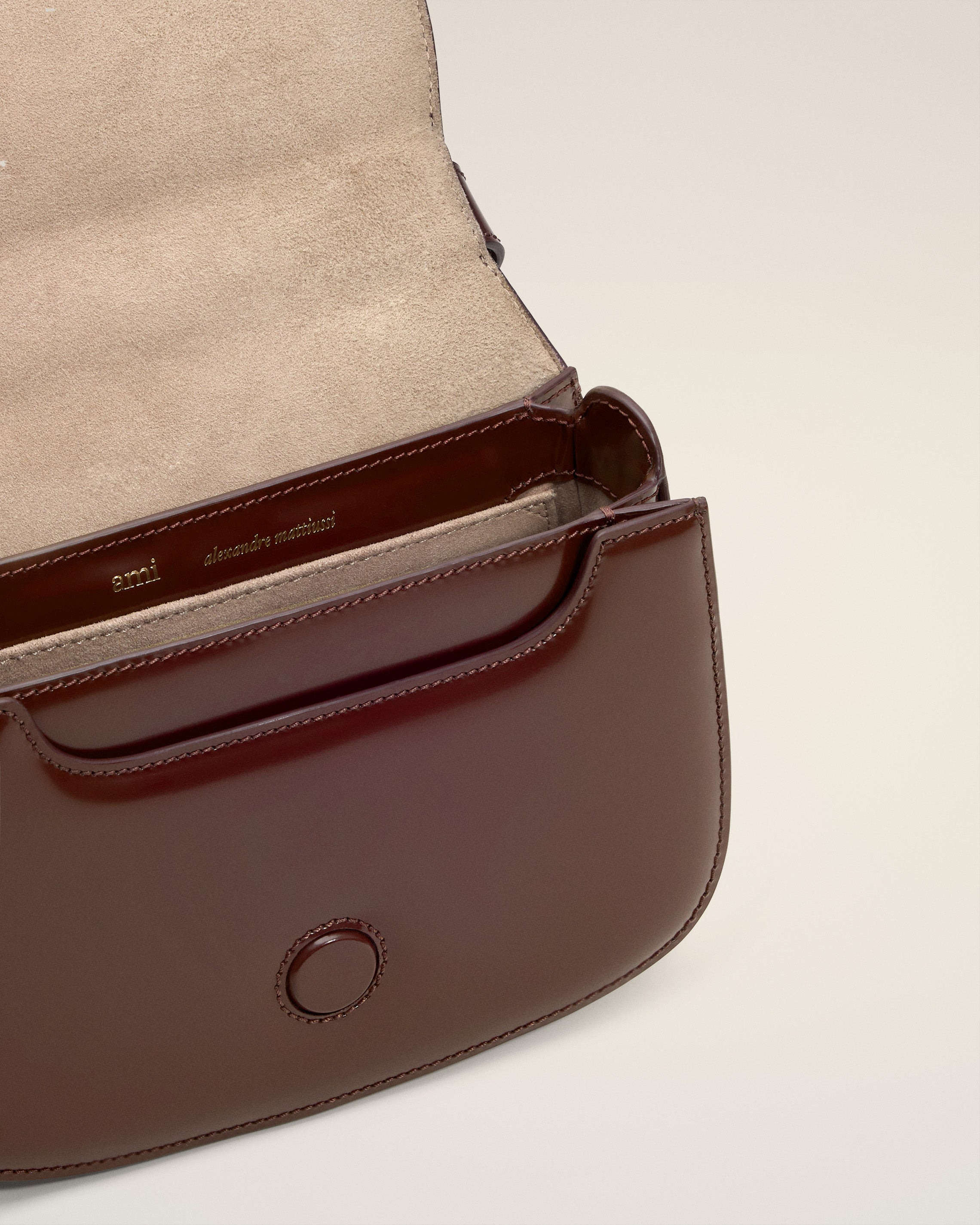 BURGUNDY GLAZED LEATHER HANDLE PARIS PARIS BAG - 6