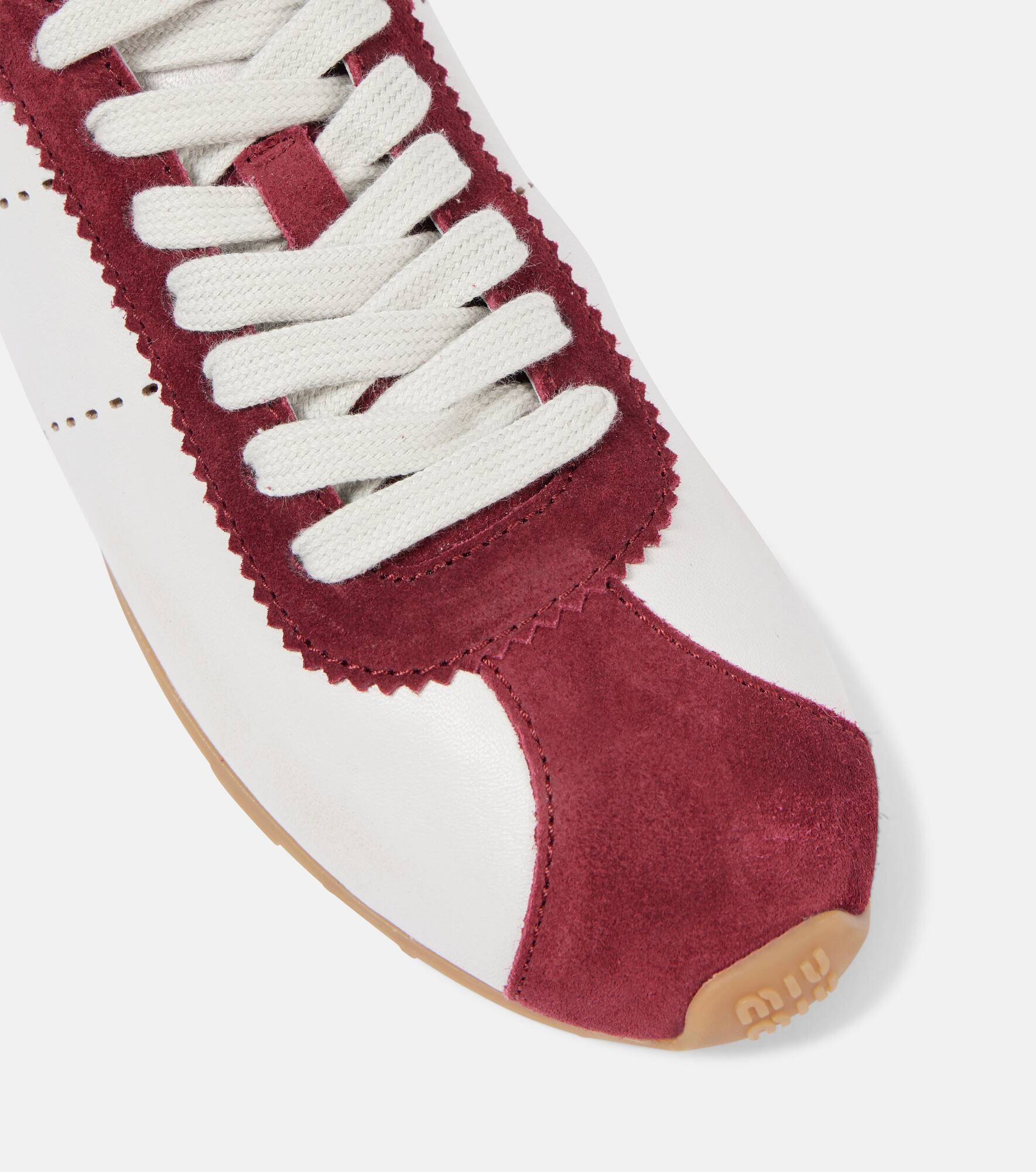 Plume suede-trimmed leather sneakers - 5