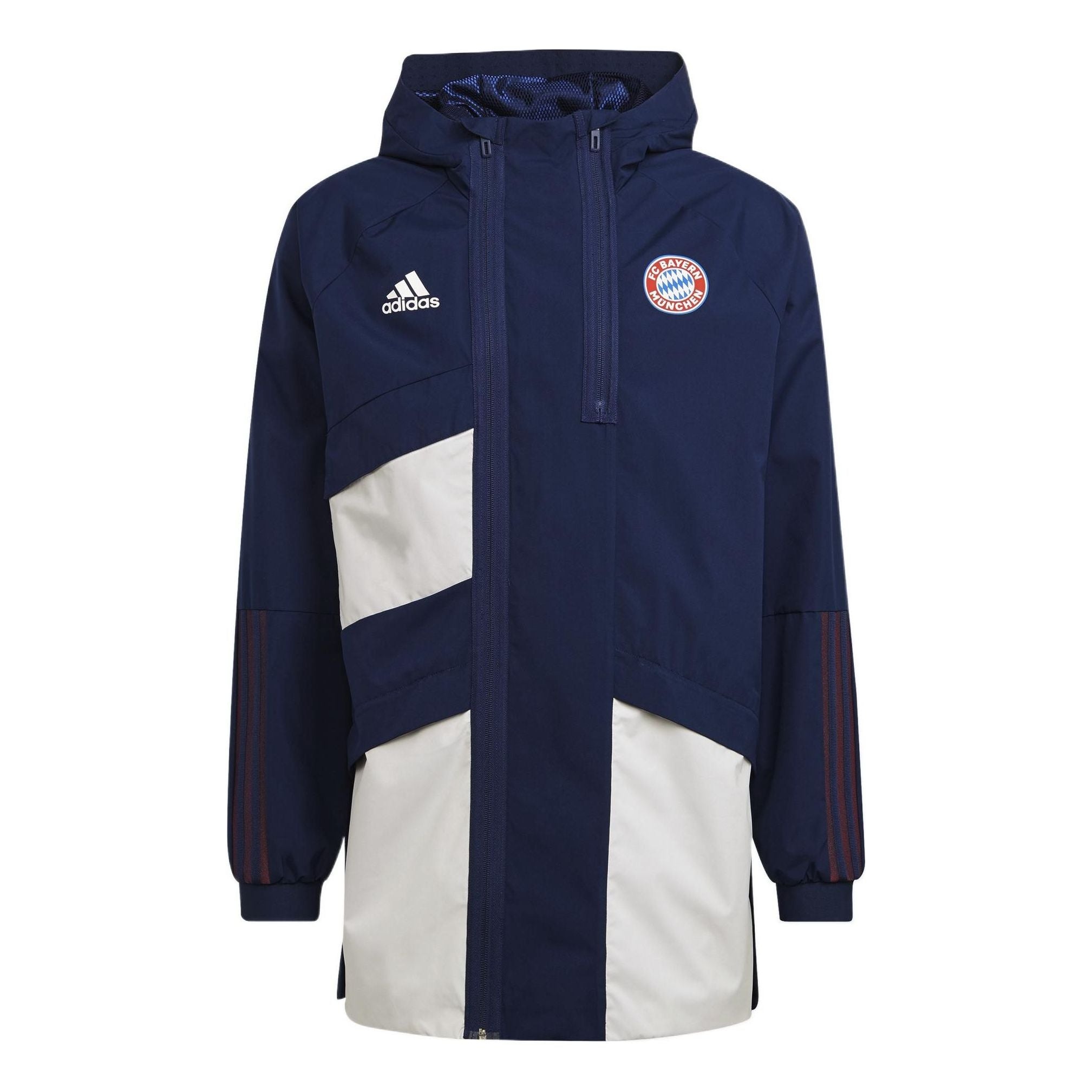 Men's adidas Fcb Trv Dr Jkt Badge Hooded Jacket Bayern Silkscreen Team Navy Blue GR0702 - 1