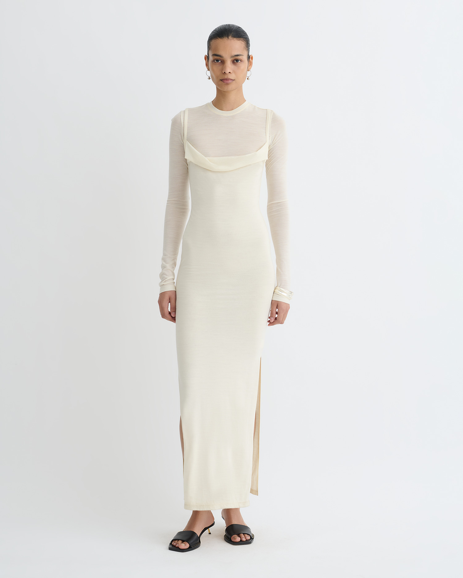 Draped Wool Jersey Midi Dress - 3
