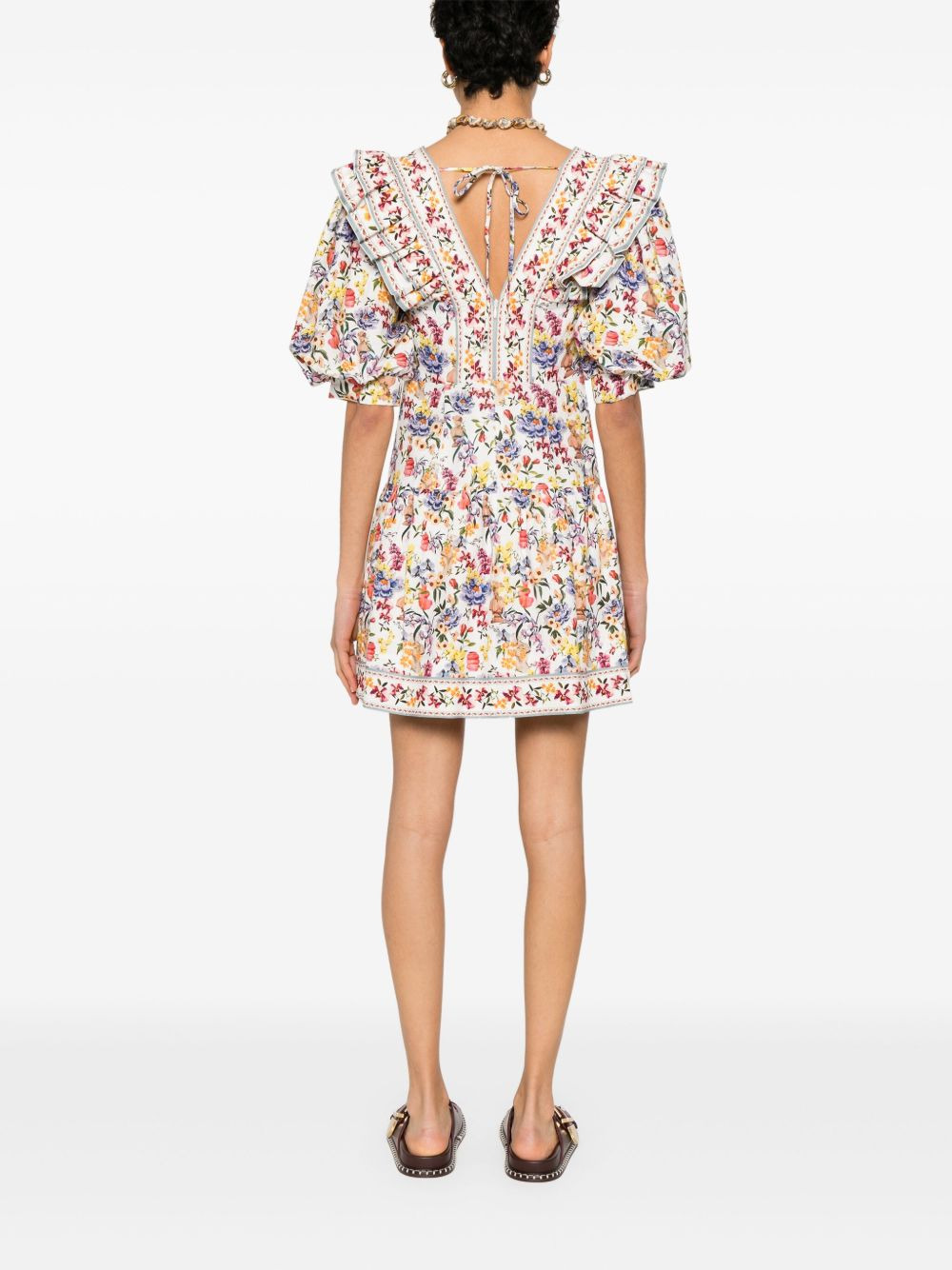 floral-print mini dress - 4