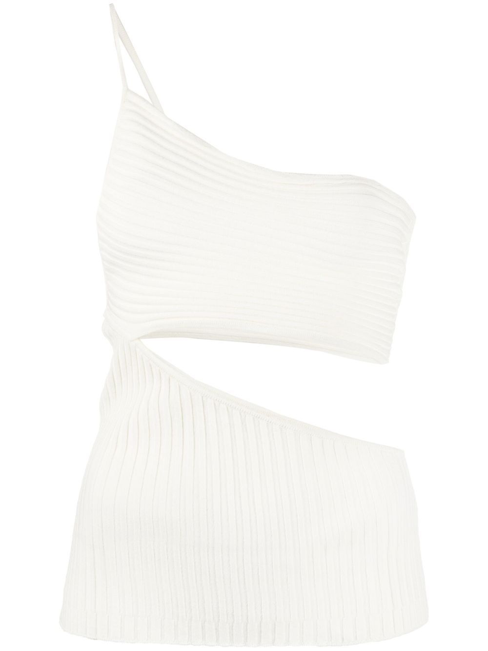 one-shoulder cut-out ribbed top - 1