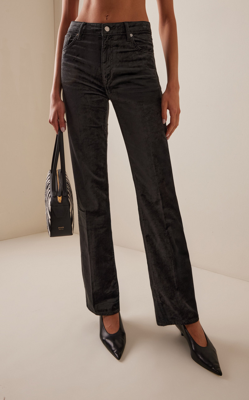 The Reboot Cotton-Blend Velvet Bootcut Trousers green 3