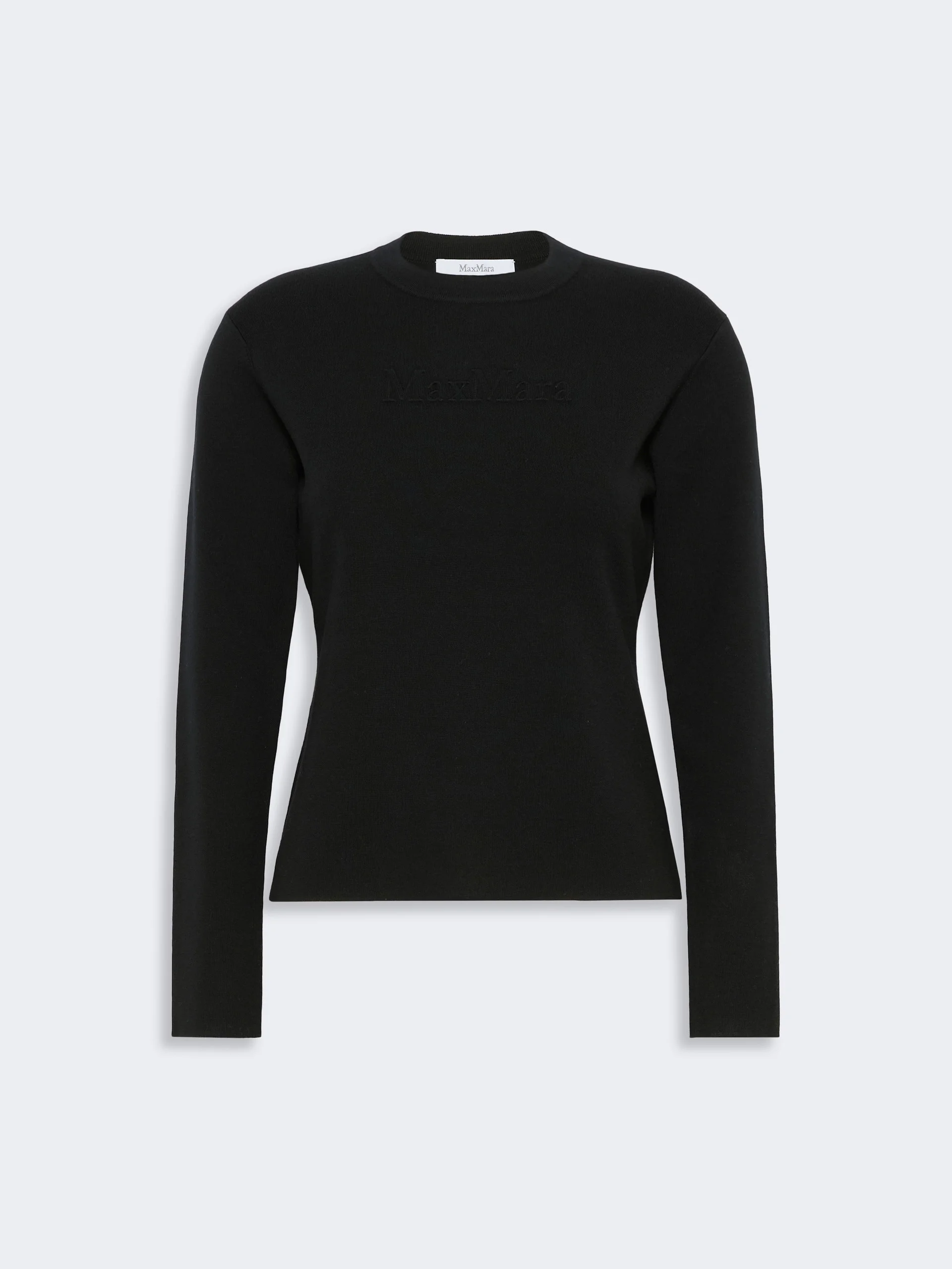 MANTO Wool yarn sweater with embossed logo detail - BLACK - 1