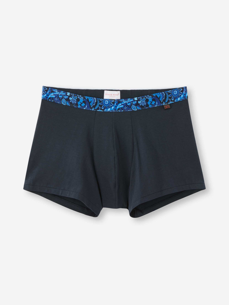 Derek Rose Men's Boxer Briefs Band 66 Pima Cotton Stretch Navy outlook