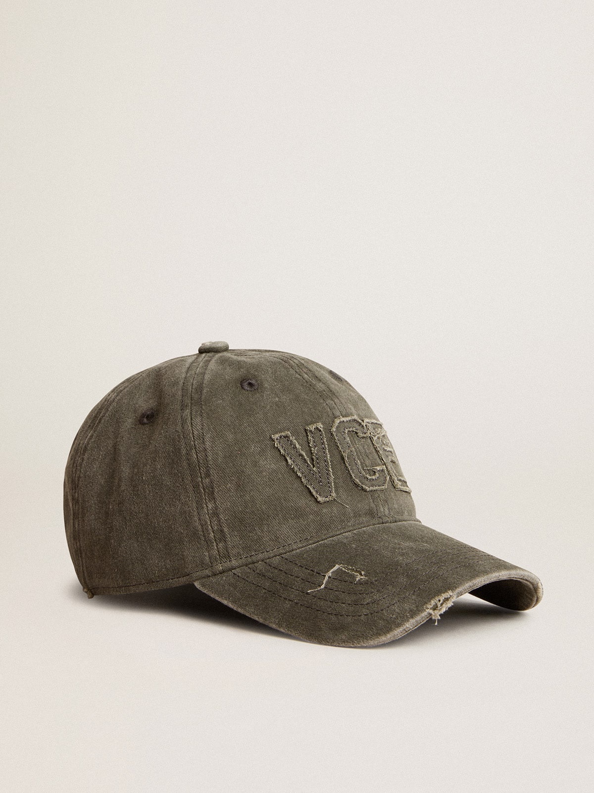 Olive-green cotton baseball cap with a lived-in finish - 2