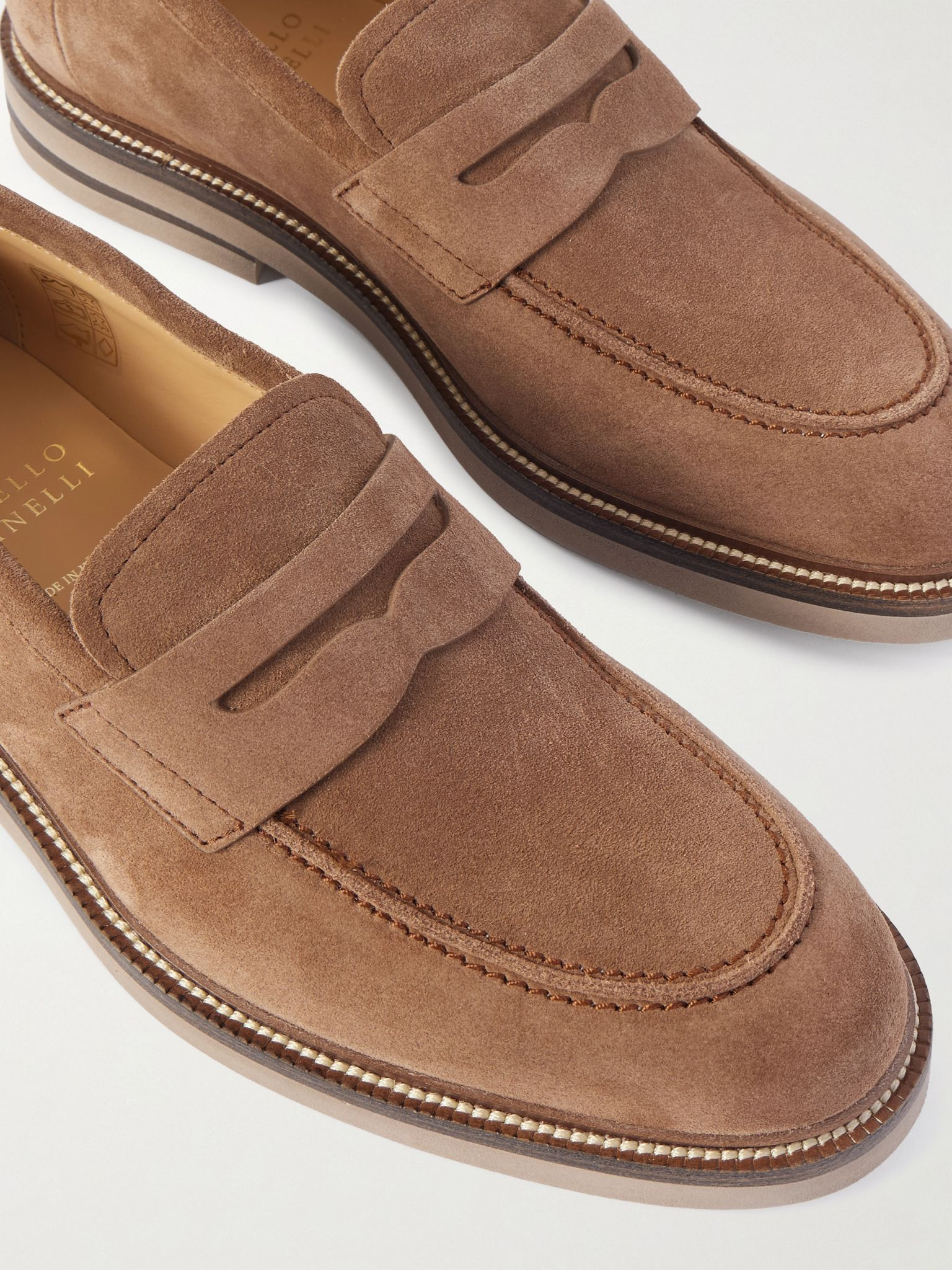 Suede Penny Loafers Brown - 5