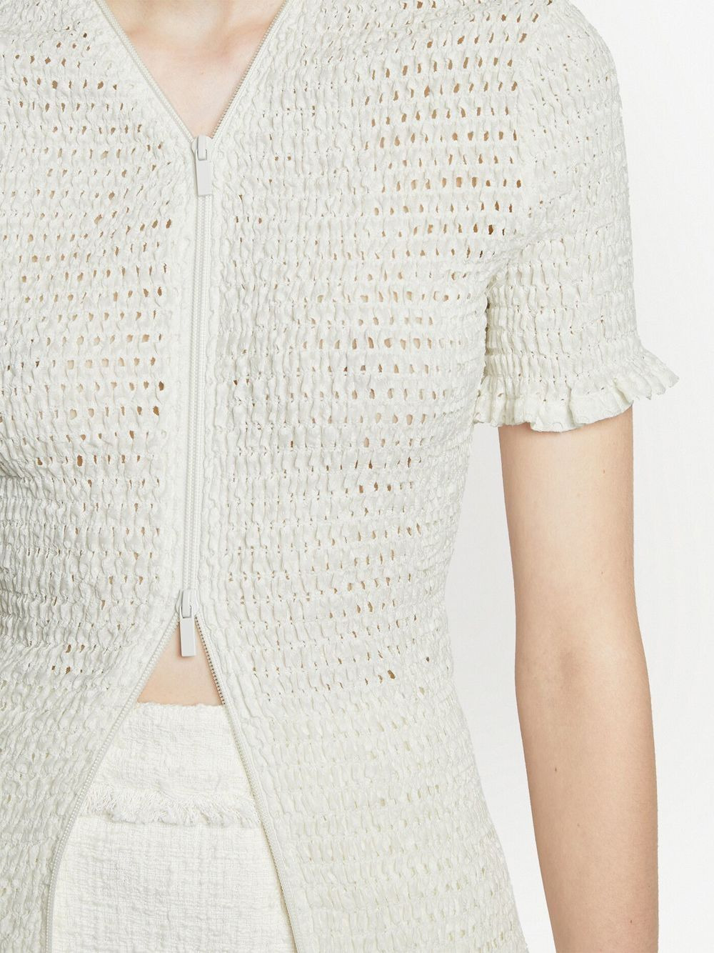 crochet zip-front blouse - 6