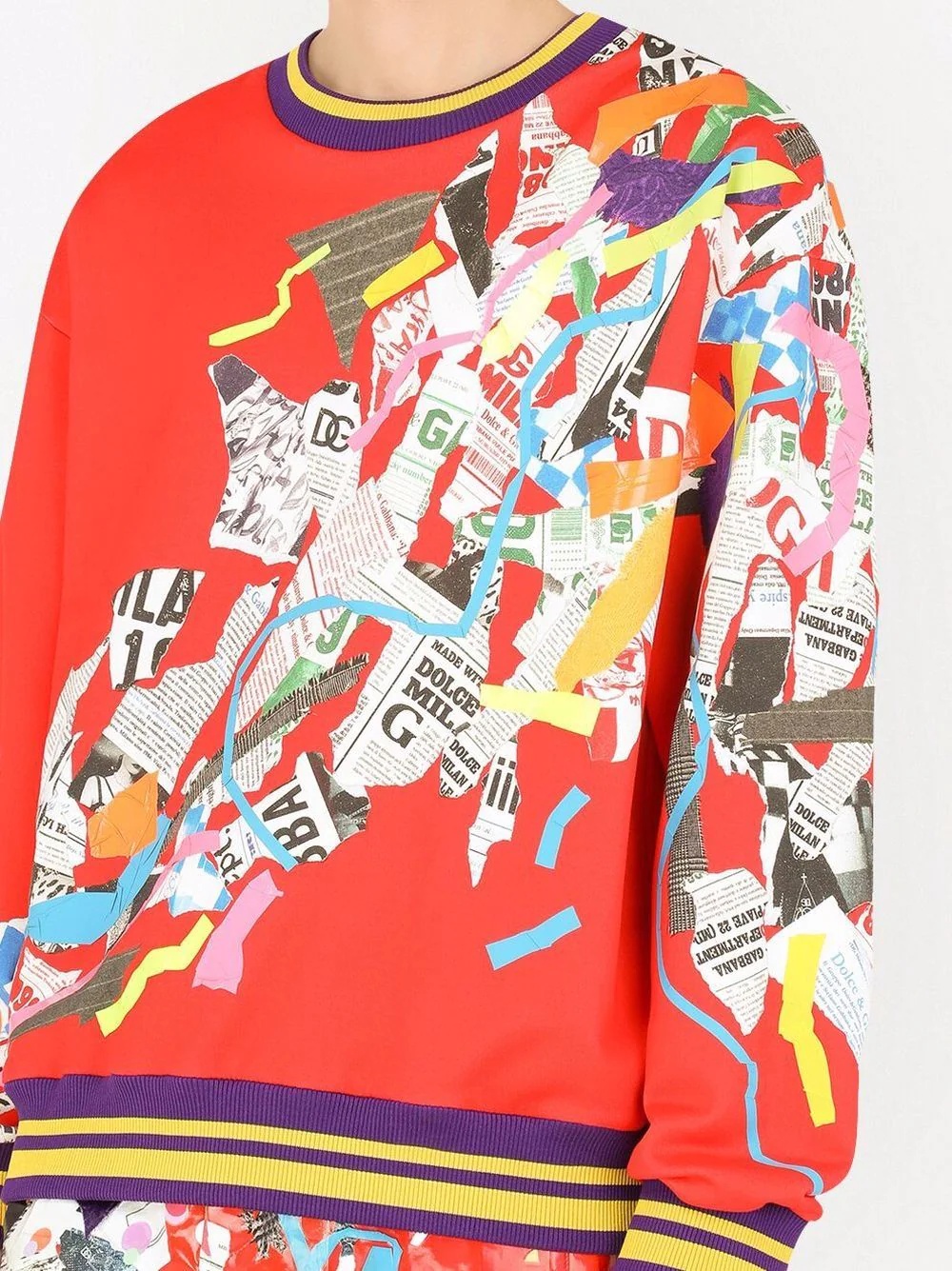 patchwork-print crewneck sweatshirt - 5